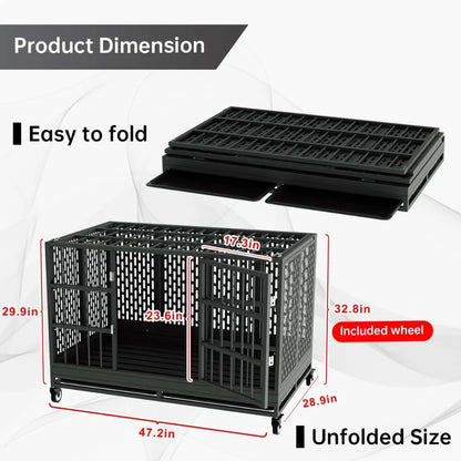 Heavy Duty Dog Crate with Wheels