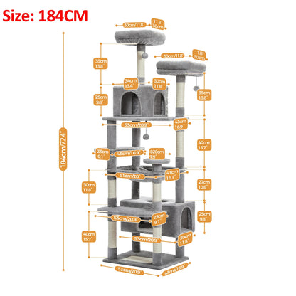 Large Cat Tower With Scratching Posts Hammock Perches