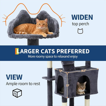 74" Tall Cat Tree Heavy Duty Multi-Level Anti-Tip