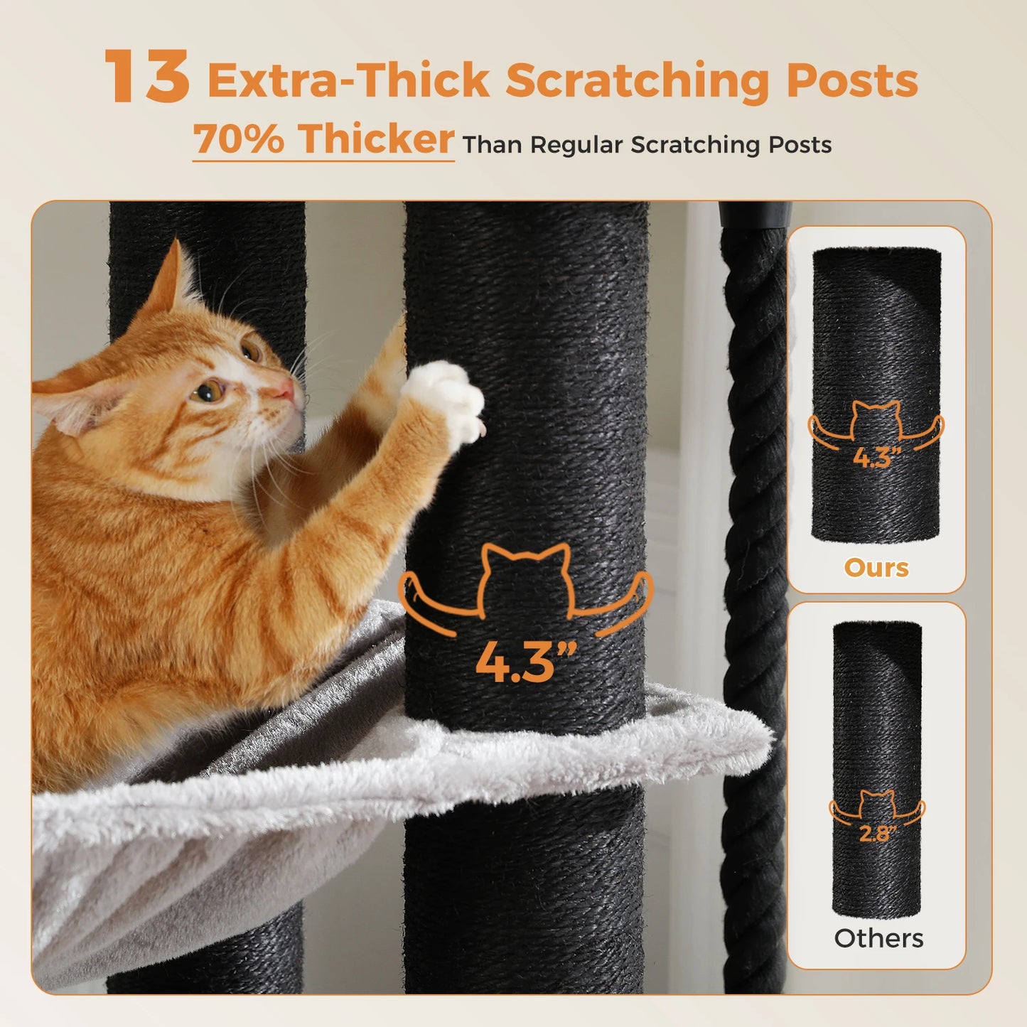 Multi-Level Tree, Scratching Posts, Cozy Condo, Super Large Perch, Deep Hammocks