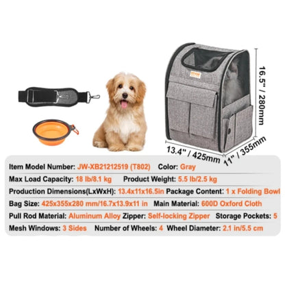 Carrier with Wheels for Pets under 22 lbs,