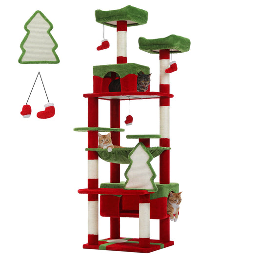 Christmas Cat Tree/Scratching Posts/Spacious Condo/Hammock