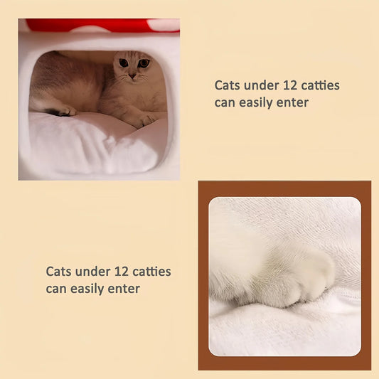 Mushroom Cat Bed with Removable and Washable Cushion Pillow