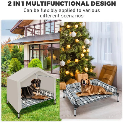 Weatherproof 2-in-1 Indoor Outdoor Cot with Canopy Cooling Portable
