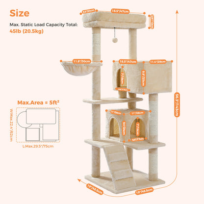 Cat Tower Condo with Perch Cozy Hammock