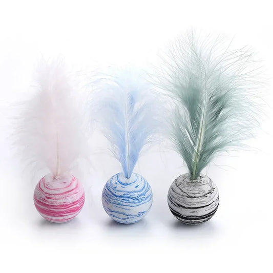 Cat Toy Ball Feather Foam Throwing Interactive