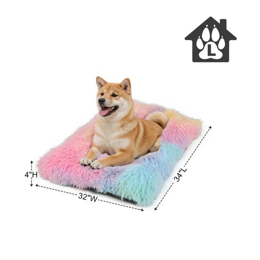 Large Dog Bed Fluffy Plush Washable Non-Slip Bottom