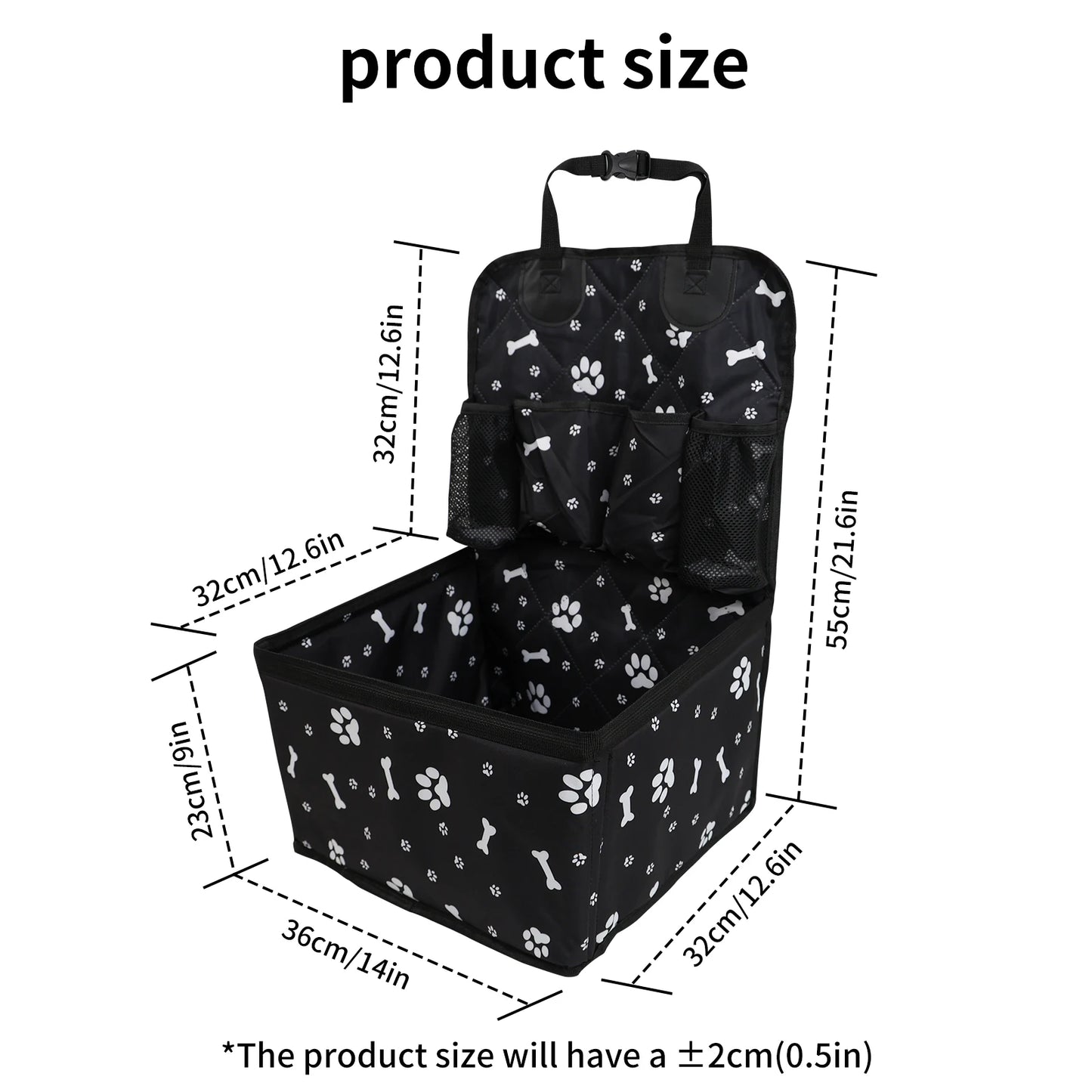 Pet Car Seat Portable, Storage Pockets, Non-Slip Waterproof