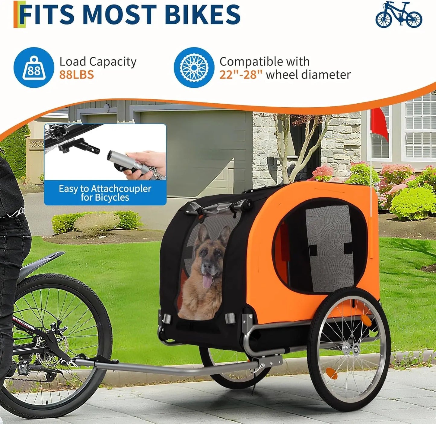 Pet Bicycle Carrier Easy Folding Cart