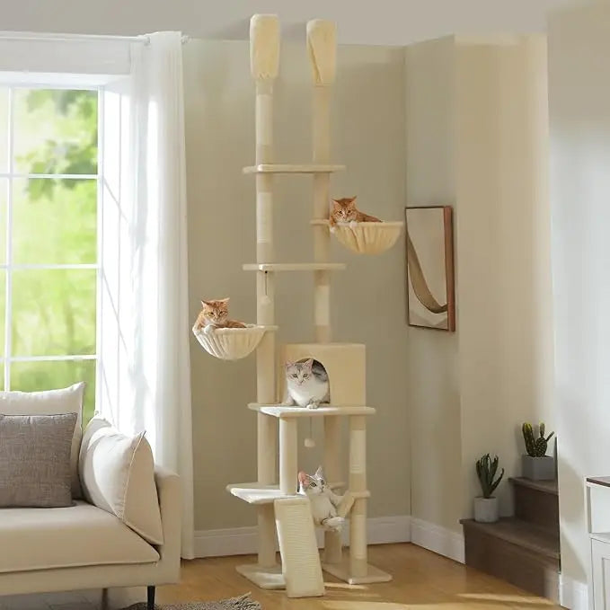 Floor to Ceiling Cat Tower with Adjustable Height