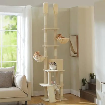 Floor to Ceiling Cat Tower with Adjustable Height