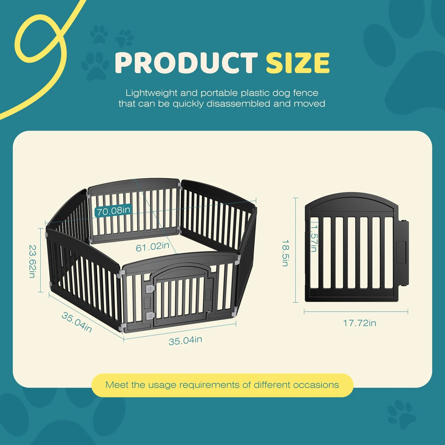 4/6 Panel 24IN Expandable Durable Pet Fence