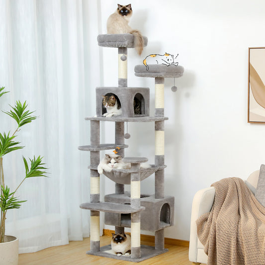 Large Cat Tower With Scratching Posts Hammock Perches