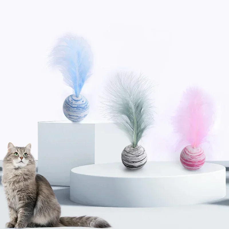Cat Toy Ball Feather Foam Throwing Interactive