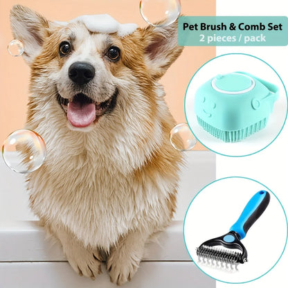 Dual-Sided Pet Grooming Brush, Deshedding, Detangling Tool