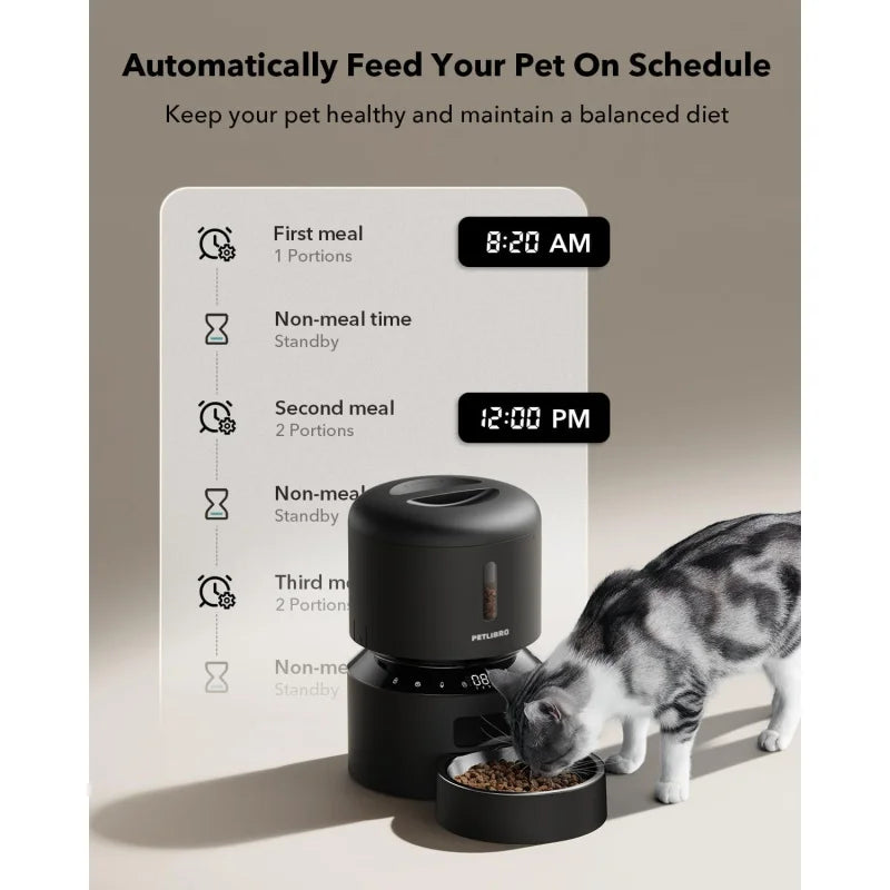 Automatic Cat Feeder Timed Dry Food Dispenser Dual Power