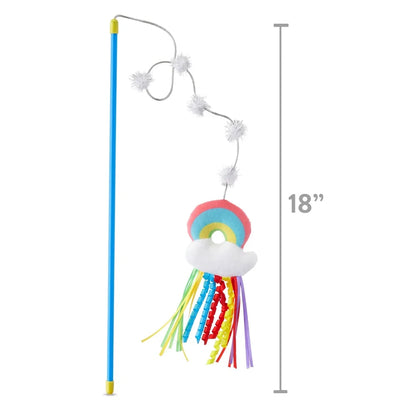 Cat Toy Rainbow Wand Teaser with Catnip Soft Plush