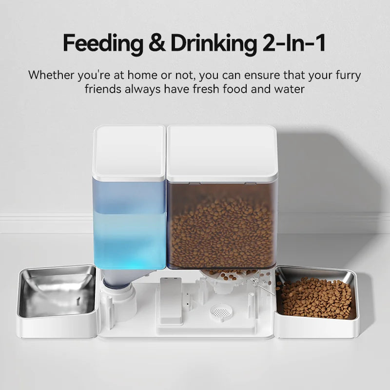 8.5L Button Version Auto Cat Kibble Dispenser Water Refill
