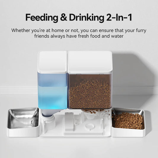 8.5L Button Version Auto Cat Kibble Dispenser Water Refill