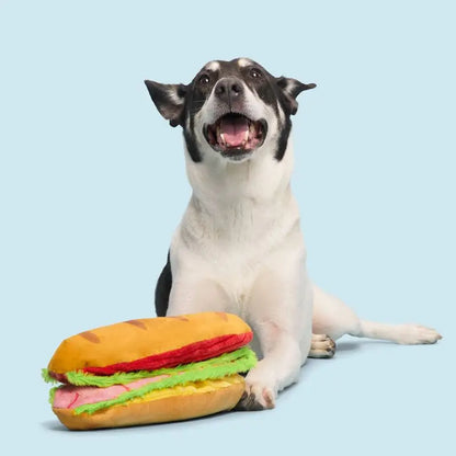 Hoagie Sandwich Dog Toy Squeaker Crinkle Layers Unfolds