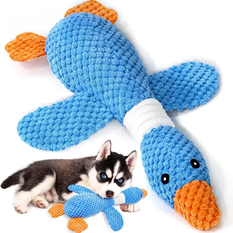 Goose Dog Toy for Aggressive Chewers Crinkle Squeaky