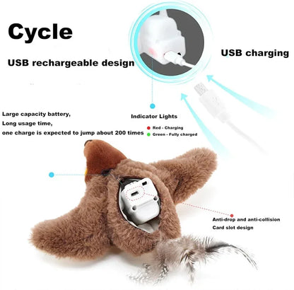 "Rechargeable Flapping Bird Toy - Interactive With Catnip,