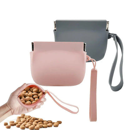 Silicone Dog Treat Bag Mini Portable Snack Pouch