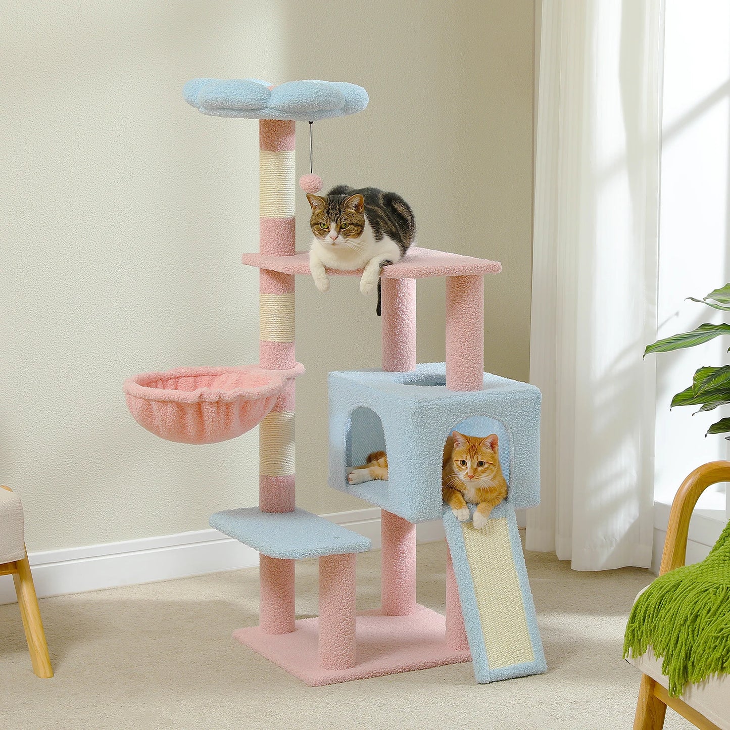 Multi-Level Flower Cat Tree Tower with Scratch Posts