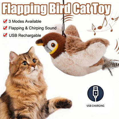 "Rechargeable Flapping Bird Toy - Interactive With Catnip,