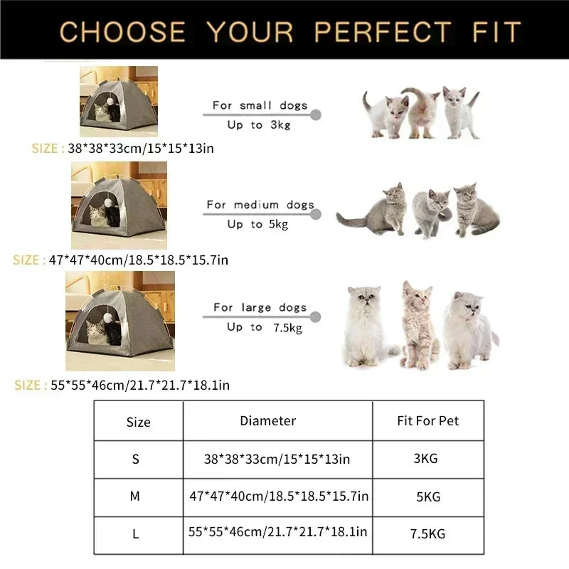Pet Tent Bed Canvas Semi-enclosed Sleeping Bed
