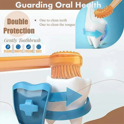 2Pcs Pet Toothbrush With Soft Silicone Tongue Scraper