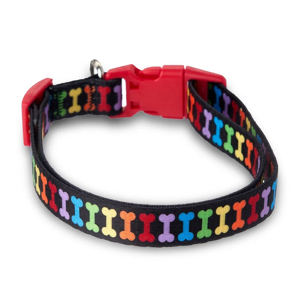 Colorful Bone Print Adjustable Dog Collar Large Durable