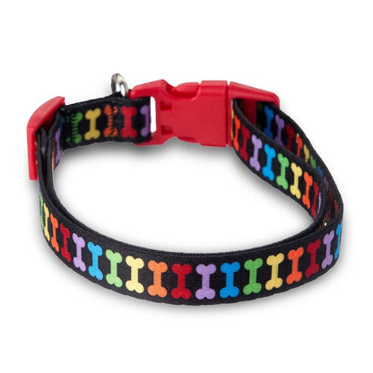 Colorful Bone Print Adjustable Dog Collar Large Durable