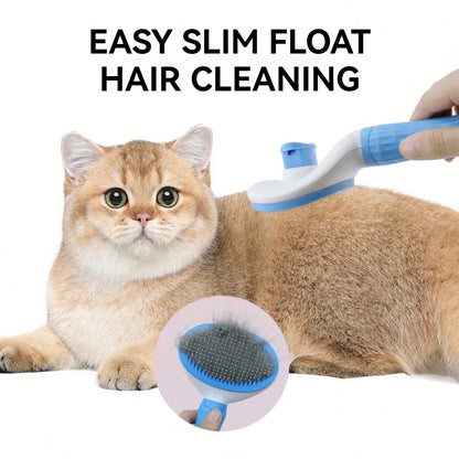 Round Head Pet Stainless Steel Hair Brush Self-cleaning