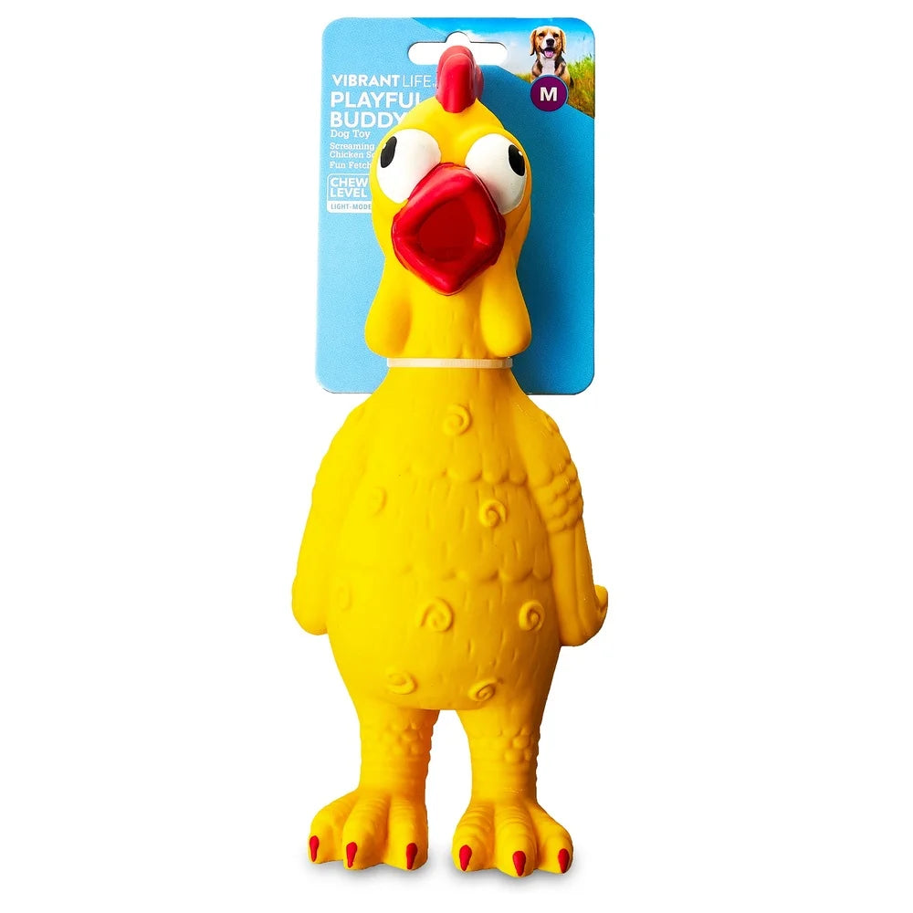 Yellow Chicken Dog Toy  Squeaker Indoor Play Fetching