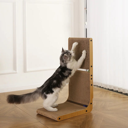 L Shape Cat Scratcher Durable Scratching Pad Catnip Toy Balls