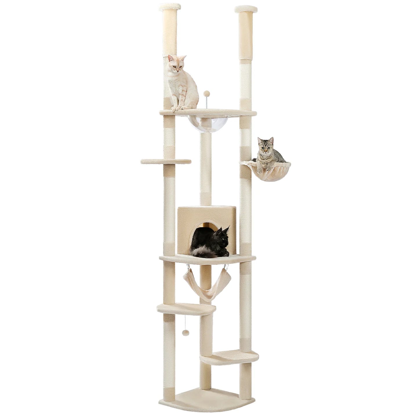 Floor to Ceiling Cat Tower, Scratching Posts, Condo, Hammock