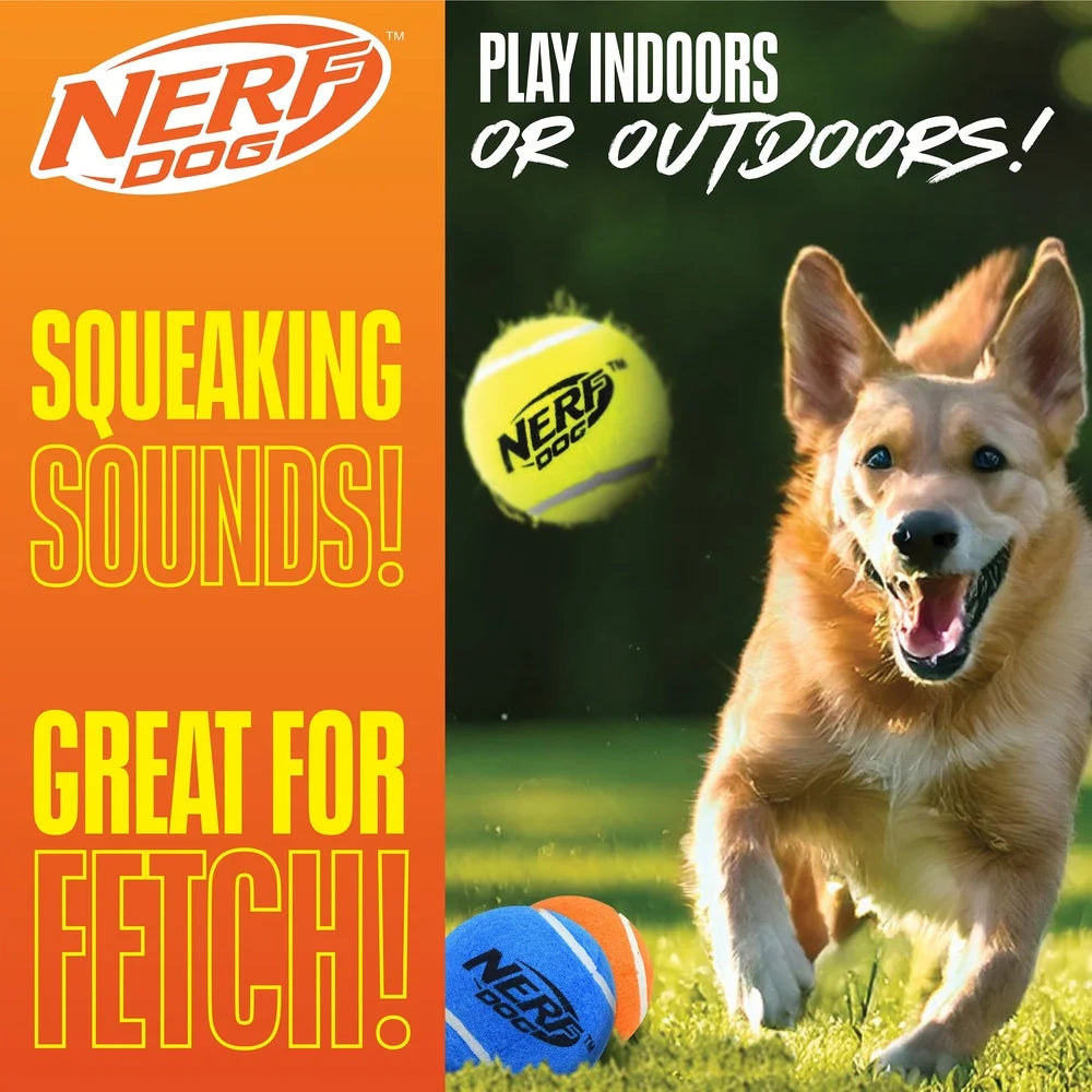 Squeaky Tennis Ball  3-Pack Durable Chewable Floatable