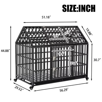 Heavy Duty Dog Cage with Roof  Feeding Door