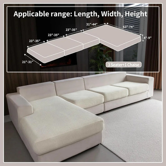 Stretch Sofa Covers 4-Piece Set, Washable Pet-Friendly