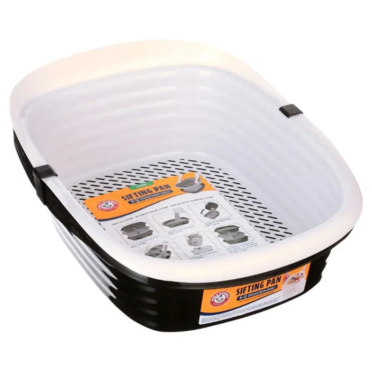 2 Open Top Plastic Cat Litter Pans & Tray