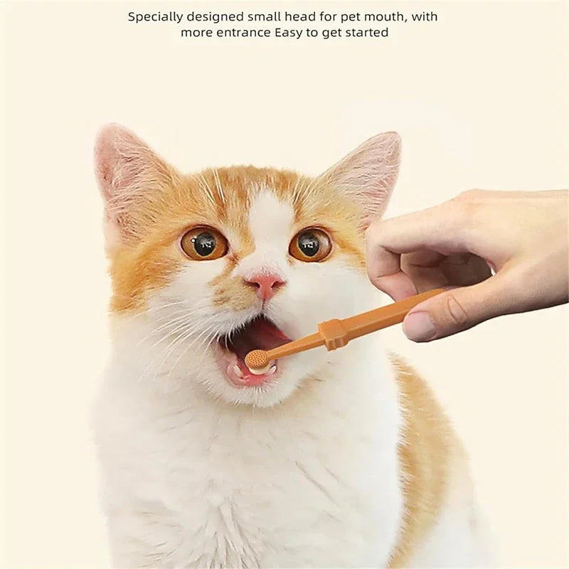 2Pcs Pet Toothbrush With Soft Silicone Tongue Scraper