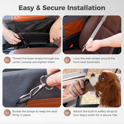 Center Console Dog Car Seat with Double Belts