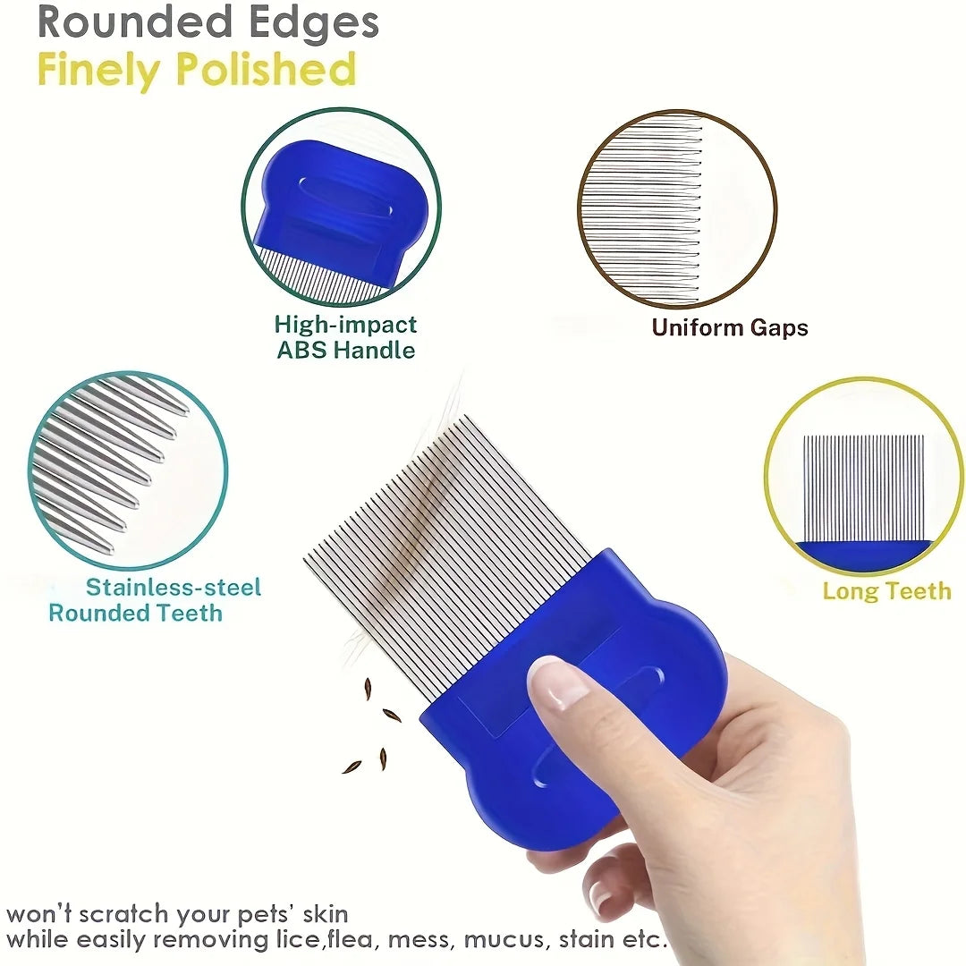 Stainless Steel Grooming Combs with Round Teeth 4 Pk