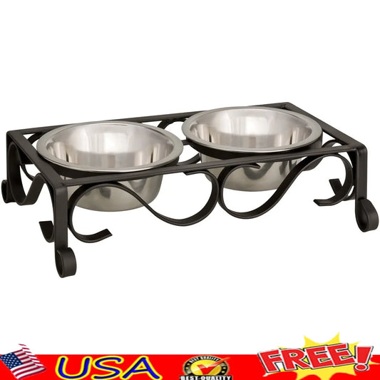 Removable Stainless Steel Bowls Bacteria Resistant Wrought Iron Frame
