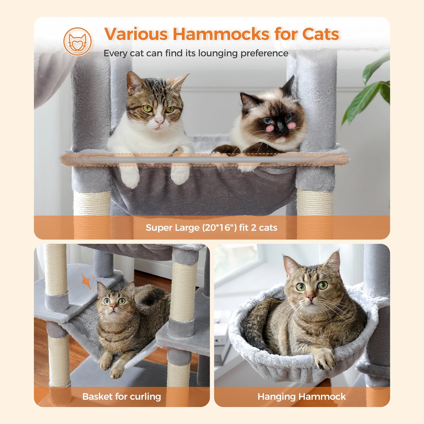 Tall Cat Tower/Super Big Hammock/Scratching Post
