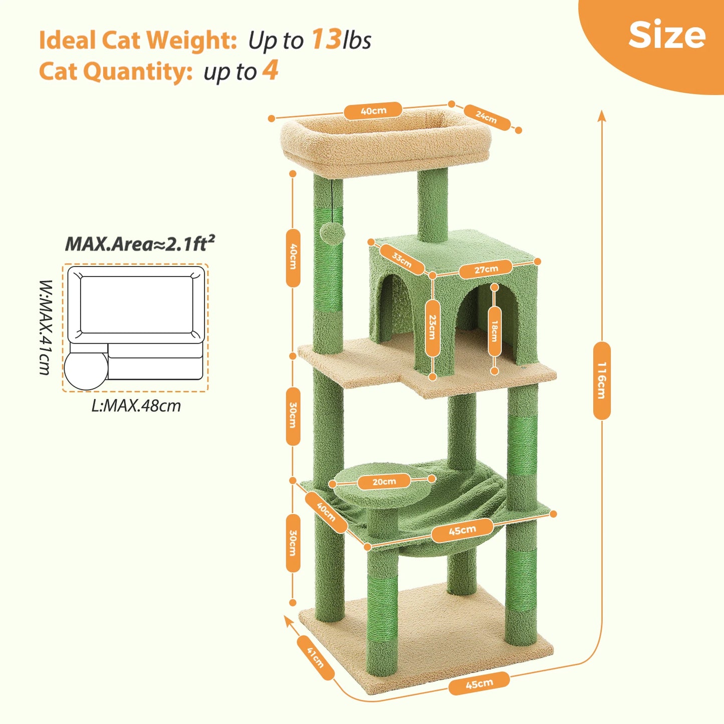 Tower for Large Cats/Large Hammock/Condo/Big Top Perch