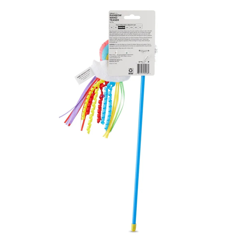 Cat Toy Rainbow Wand Teaser with Catnip Soft Plush