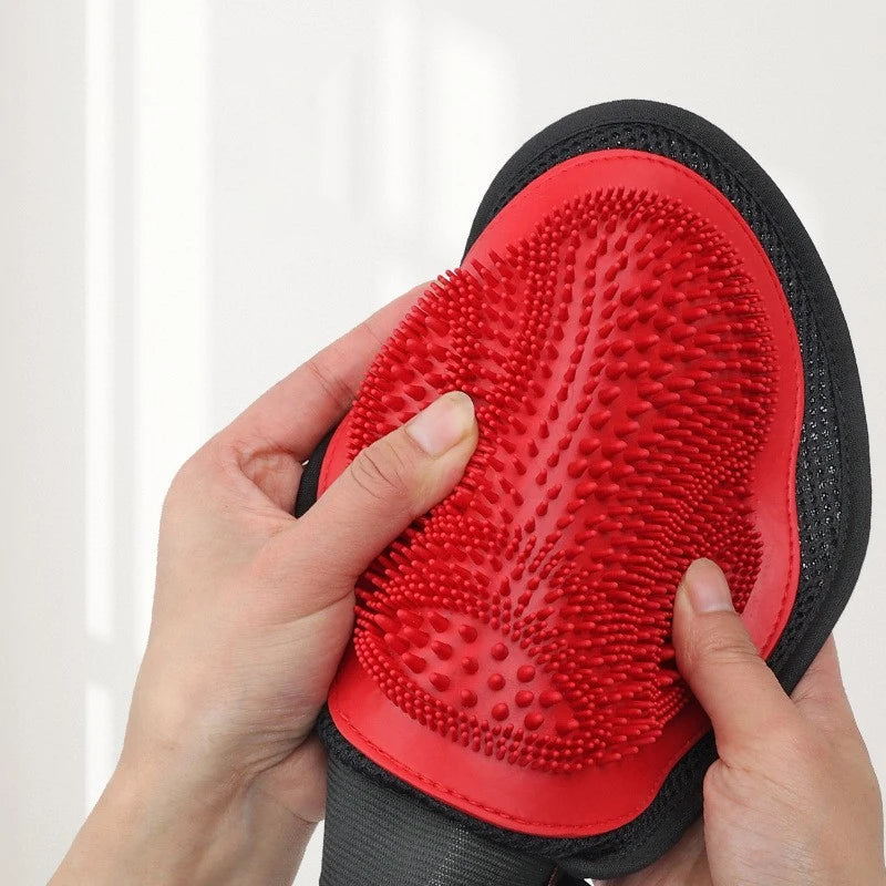 Pet Bath Massage Glove De-shedding Brush