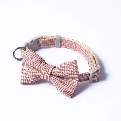 Bow Plaid Collar Adjustable Neck For Small Dogs